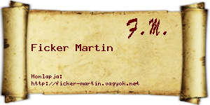 Ficker Martin névjegykártya